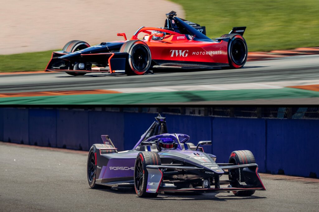 M25_5518_Porsche 99X Electric, Jake Dennis (#27), Andretti Formula E, Pascal Wehrlein (#94), Porsche Formula E Team